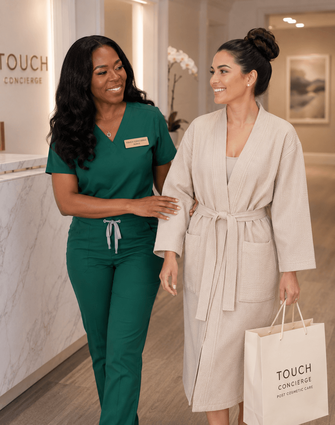 Jessica Compere walking with a recovery client